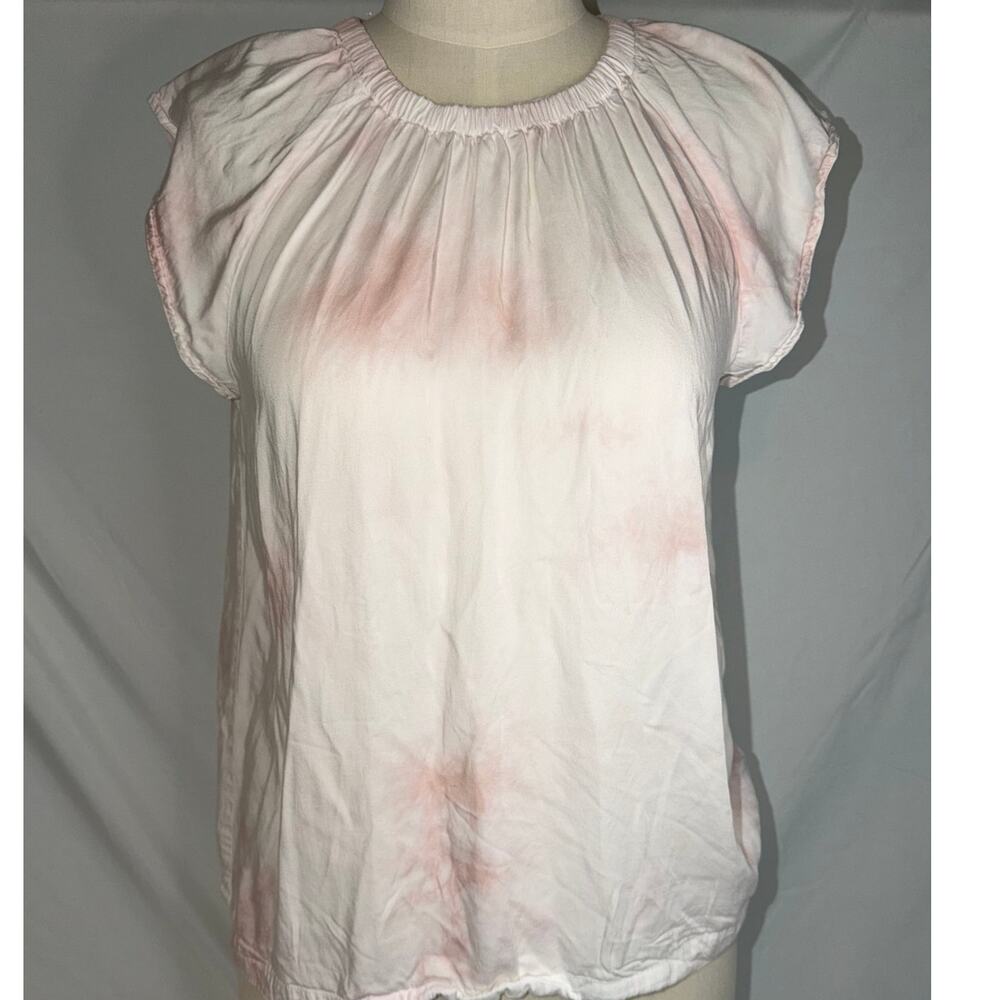 Cloth & Stone Anthropologie Banded Lux Dye Flutter Sleeve Blouse Pink Size SMALL
